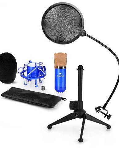 Auna CM001BG mikrofónová sada V2 - kondenzátorový mikrofón, mikrofónový stojan, pop filter, modrá farba