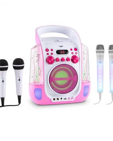 Auna Kara Liquida ružová farba + Dazzl mikrofónová sada, karaoke zariadenie, mikrofón, LED osvetlenie
