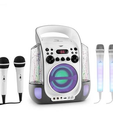 Auna Kara Liquida sivá farba + Dazzl mikrofónová sada, karaoke zariadenie, mikrofón, LED osvetlenie