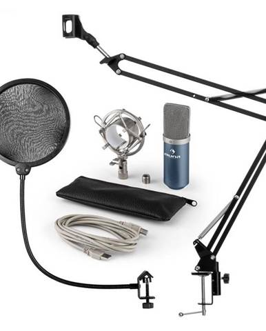 Auna MIC-900BL, USB mikrofónová sada V4, modrá, kondenzátorový mikrofón, pop filter, mikrofónové rameno