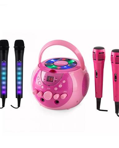 Auna SingSing ružová + Dazzl Mic Set karaoke zariadenie, mikrofón, LED osvetlenie
