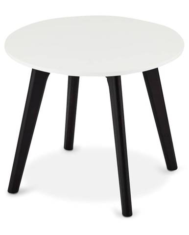 Čierno-biely konferenčný stolík s nohami z dubového dreva FurnhoLife, Ø 48 cm