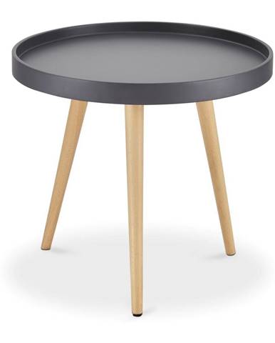 Sivý odkladací stolík s nohami z bukového dreva FurnhoOpus, Ø 50 cm