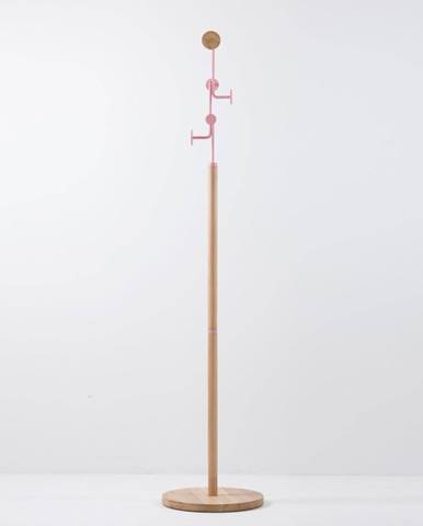 Stojací vešiak z masívneho dubového dreva s ružovým detailom Gazzda Hook