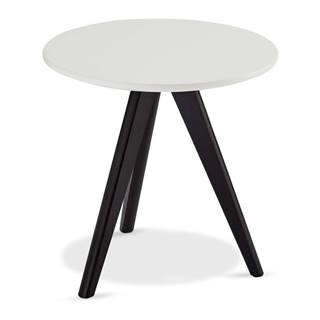Čierno-biely konferenčný stolík s nohami z dubového dreva FurnhoLife, Ø 40 cm
