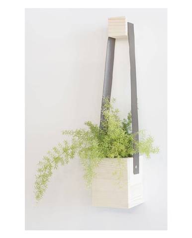 Sivý kvetináč z jedľového dreva Surdic Colgante, 17 x 62 cm