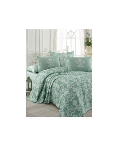 Bavlnená prikrývka na posteľ na dvojlôžko s obliečkami na vankúše a plachtou Pure, 200 × 235 cm