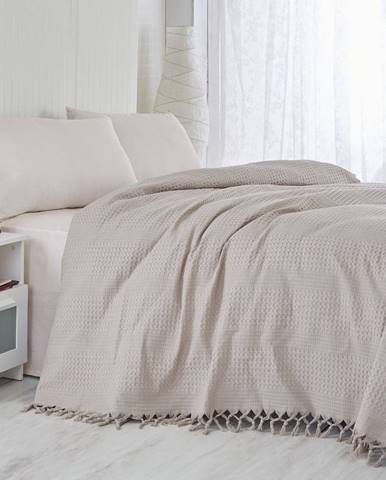 Svetlohnedá bavlnená ľahká prikrývka cez posteľ Brown, 220 x 240 cm