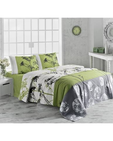 Ľahká bavlnená prikrývka cez posteľ na dvojlôžko Belezza Green, 200 × 230 cm