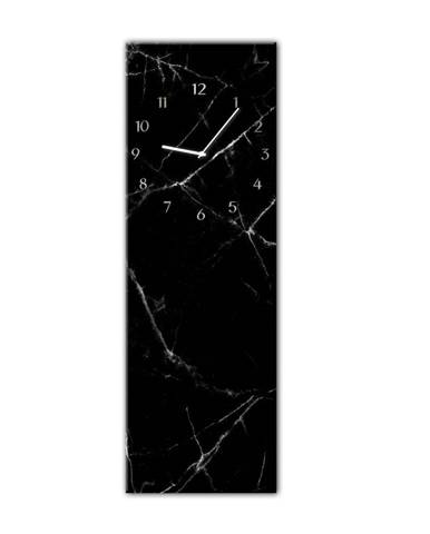 Nástenné hodiny Styler Glassclock Black Marble, 20 × 60 cm