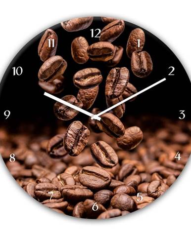 Nástenné hodiny Styler Glassclock Coffee Seeds, ⌀ 30 cm
