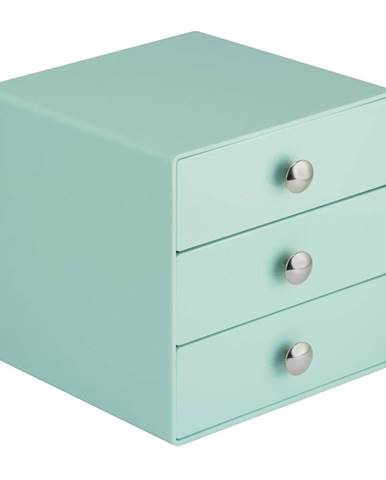 Mätovozelený úložný box s 3 zásuvkami iDesign Drawers, výška 16,5 cm