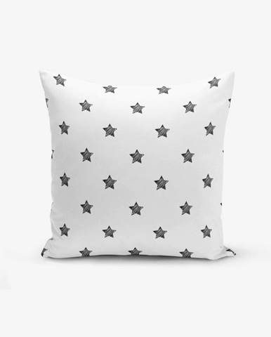 Čierno-biela obliečka na vankúš s prímesou bavlny Minimalist Cushion Covers White Background Star, 45 × 45 cm