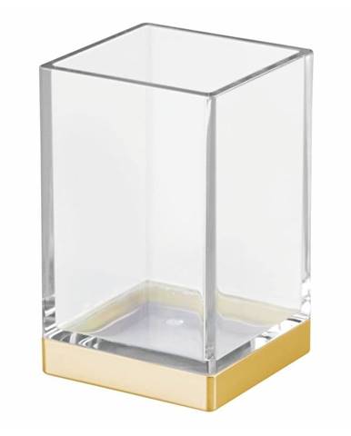 Plastový kúpeľňový pohárik s detailom v zlatej farbe iDesign