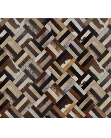 Luxusný kožený koberec hnedá/čierna/béžová patchwork 200x300  KOŽA TYP 2