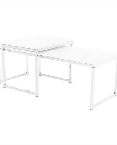 Konferenčné stolíky set 2 ks biela matná/chróm MAGNO TYP 2