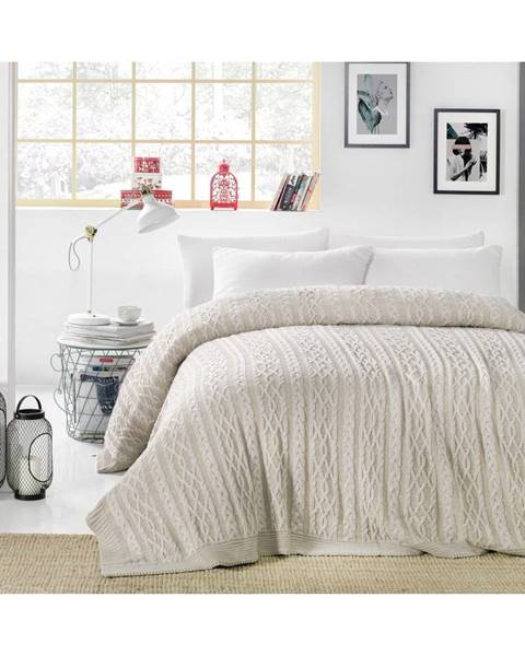 Homemania Sivobéžová prikrývka cez posteľ Knit, 220 x 240 cm