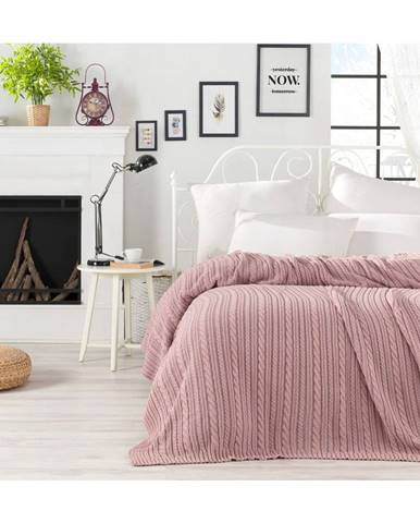 Púdrovoružový pléd cez posteľ s prímesou bavlny Homemania Decor Camila, 220 x 240 cm
