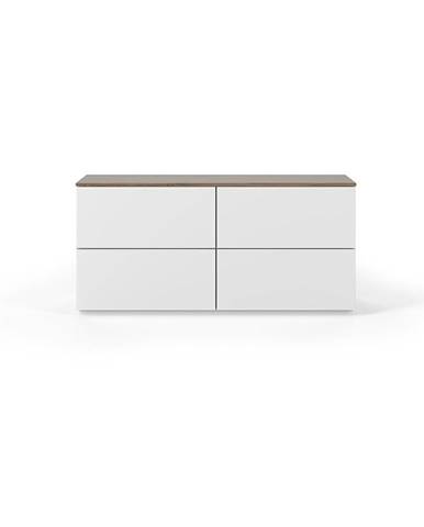 Biela komoda so zásuvkami a doskou v orechovom dekore TemaHome Join, 120 x 54 cm