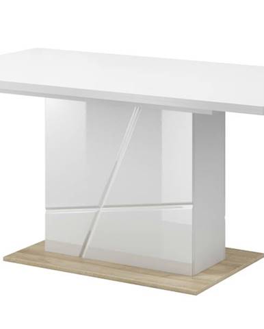Jedálenský stôl FUTURA 10 biela vysoký lesk/dub riviéra